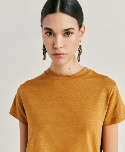 Best Tshirt Jersey Lin Lottie - Caramel Femmes T-Shirts Et Hauts