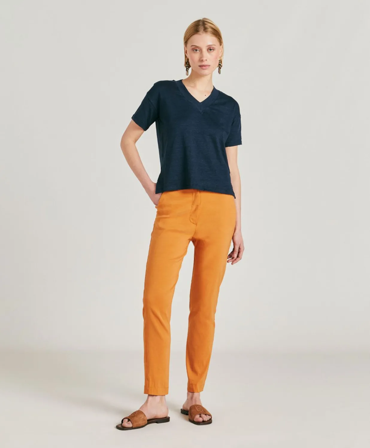 Sale T-Shirt Nancy En Jersey Lin - Bleu Nuit Femmes T-Shirts Et Hauts