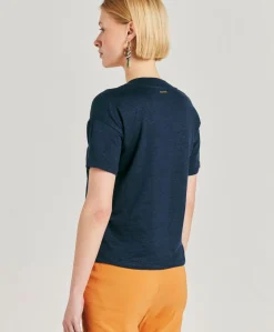 Sale T-Shirt Nancy En Jersey Lin - Bleu Nuit Femmes T-Shirts Et Hauts