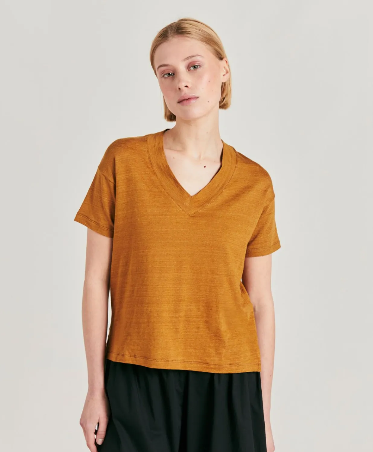 Online T-Shirt Nancy En Jersey Lin - Caramel Femmes T-Shirts Et Hauts