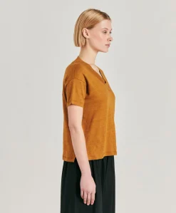 Online T-Shirt Nancy En Jersey Lin - Caramel Femmes T-Shirts Et Hauts