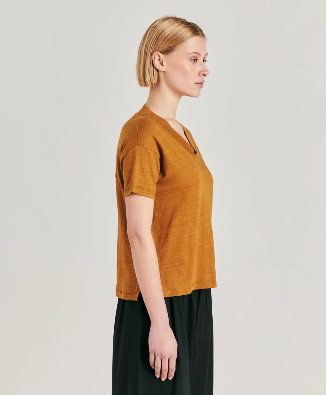 Online T-Shirt Nancy En Jersey Lin - Caramel Femmes T-Shirts Et Hauts