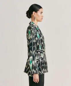 Discount Veste Cristal En Lin Viscose - Noir Multicolore Femmes Vestes