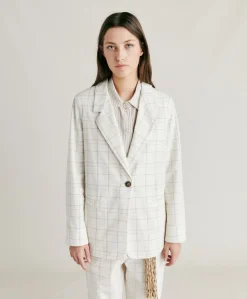 Veste Dayton Check Seersucker - Creme/Boue Femmes Costumes Et Costumes