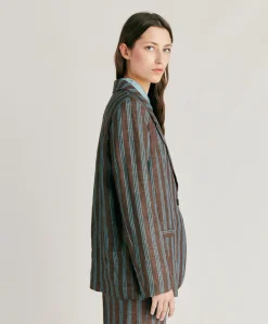 Discount Veste En Lin Raye Dayton - Marron/Aqua Femmes Costumes Et Costumes