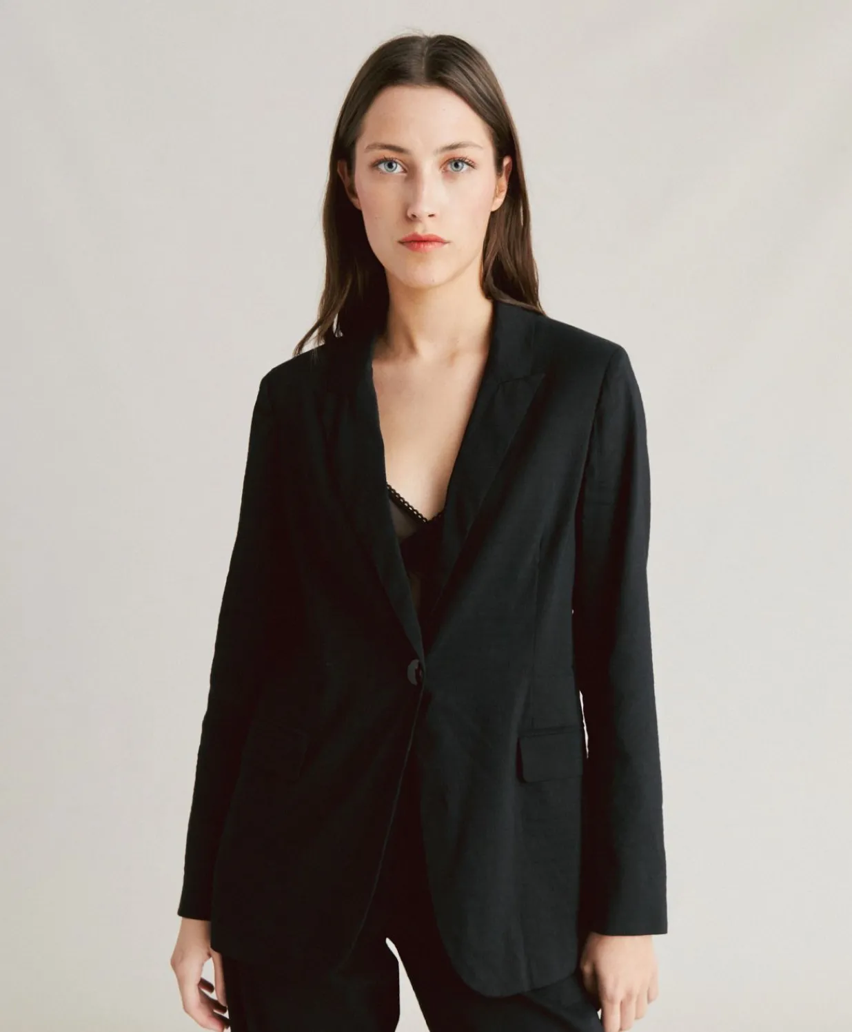 Hot Veste Lunel En Lin Coton - Noir Femmes Costumes Et Costumes