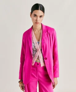 Best Veste Lunel En Lin Coton - Fuchsia Femmes Vestes
